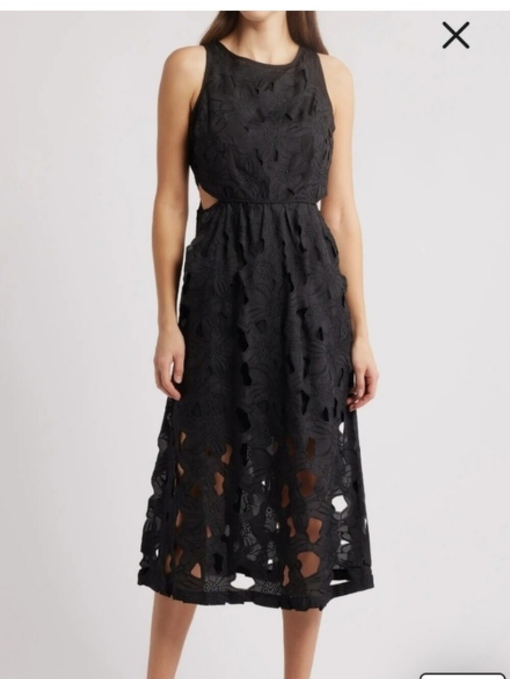 Sam Edelman Cutout Flower Floral Maxi Dress in Black Size 2 NWT